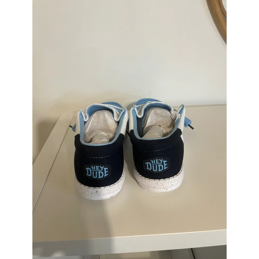Hey Dude Wally Tri Varsity Mesh Sky Blue White Mens 10 Casual Loafers 42640-4AJ